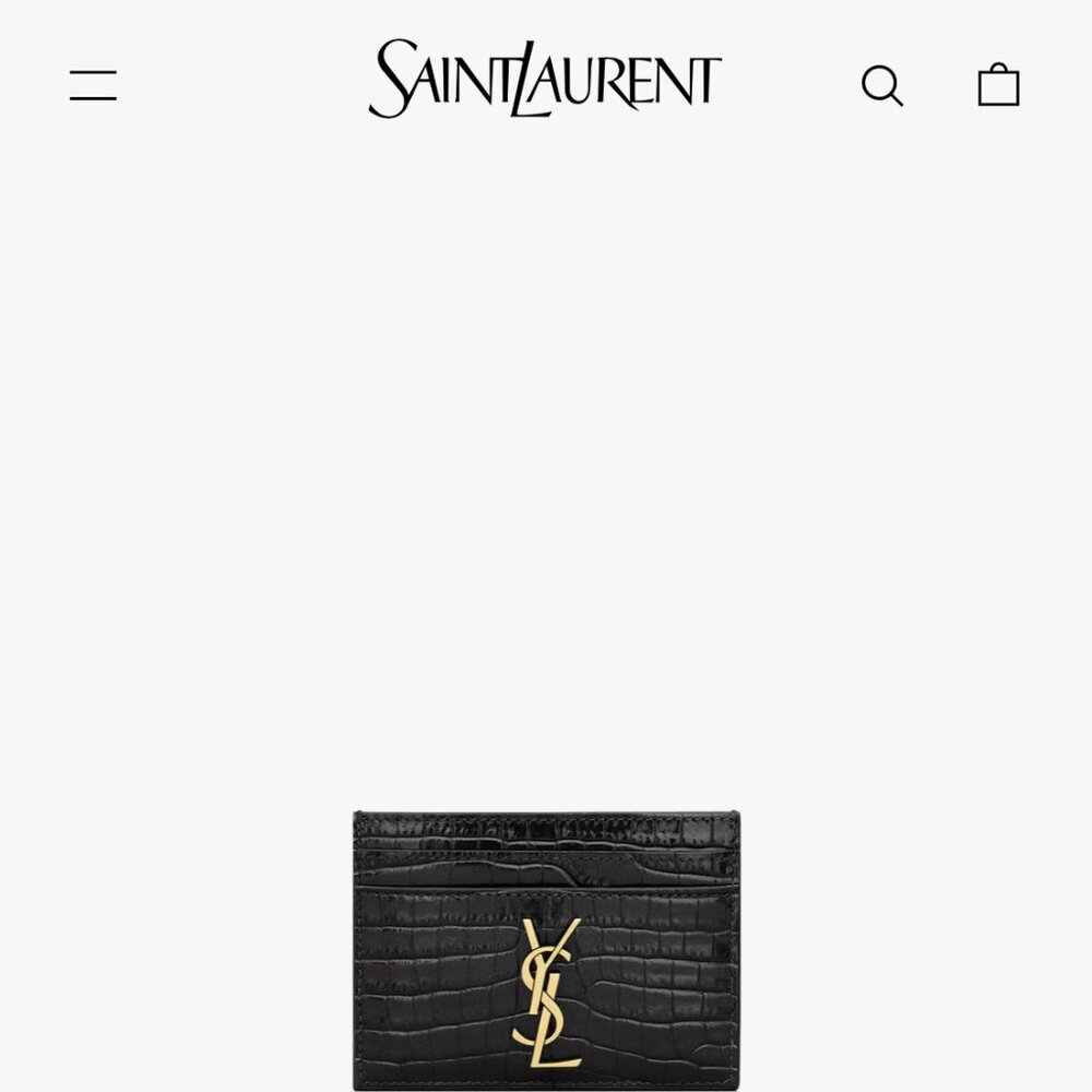 YSL Saint Laurent Cassandre Card Case - Croc Embossed Leather - BEAUTIFUL!